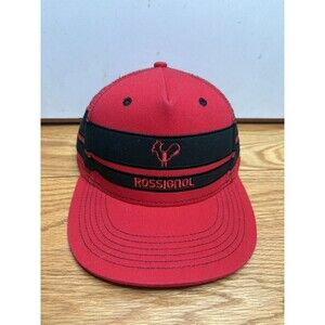 Rossignol Snowboards Hat Cap Snap Back Red Black Trucker Mesh Mens Embroidered
